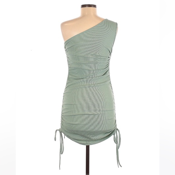Shein Green Ruche Dress Size Medium - Picture 2 of 2